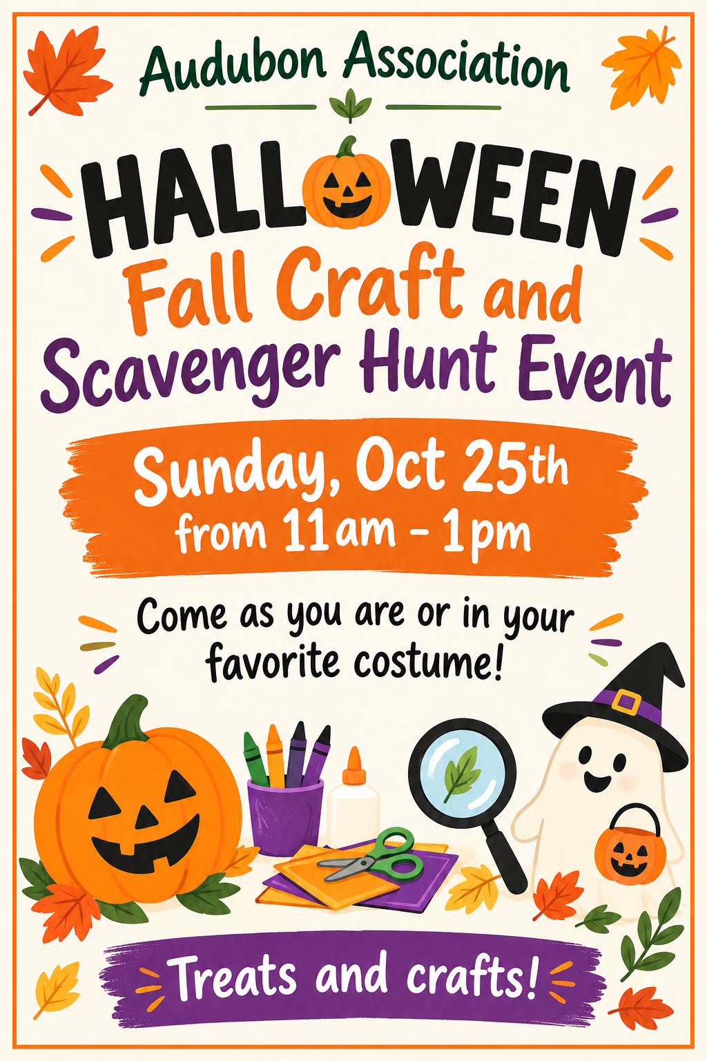 Halloween Fall Craft and Scavenger Hunt, Sunday, October 25 from 11 a.m. - 1 p.m.